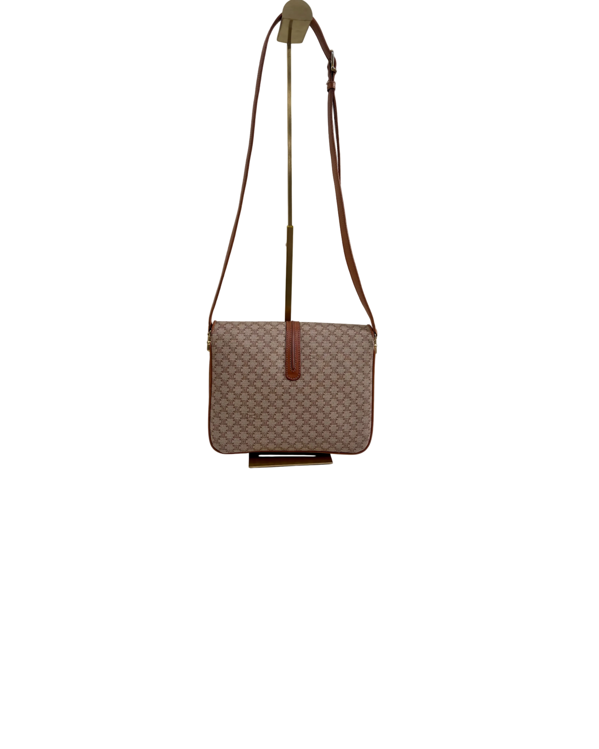 Celine Vintage 90s Macadam Crossbody Bag Beige Brown Canvas