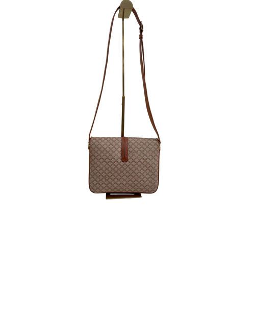 Celine Vintage 90s Macadam Crossbody Bag Beige Brown Canvas