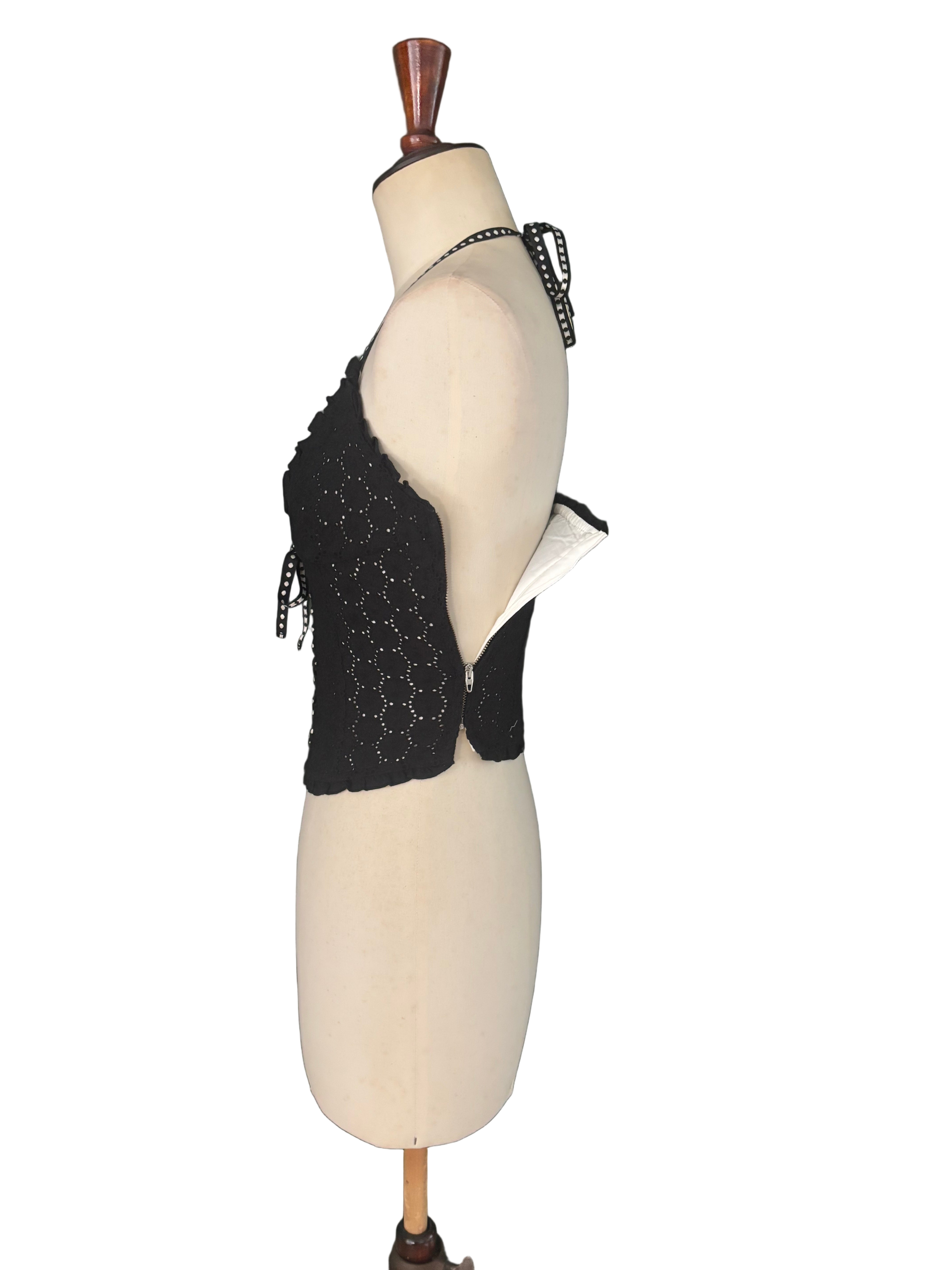 Christian Lacroix Vintage 90s Black Corset Top - Size FR 36/ EU 34