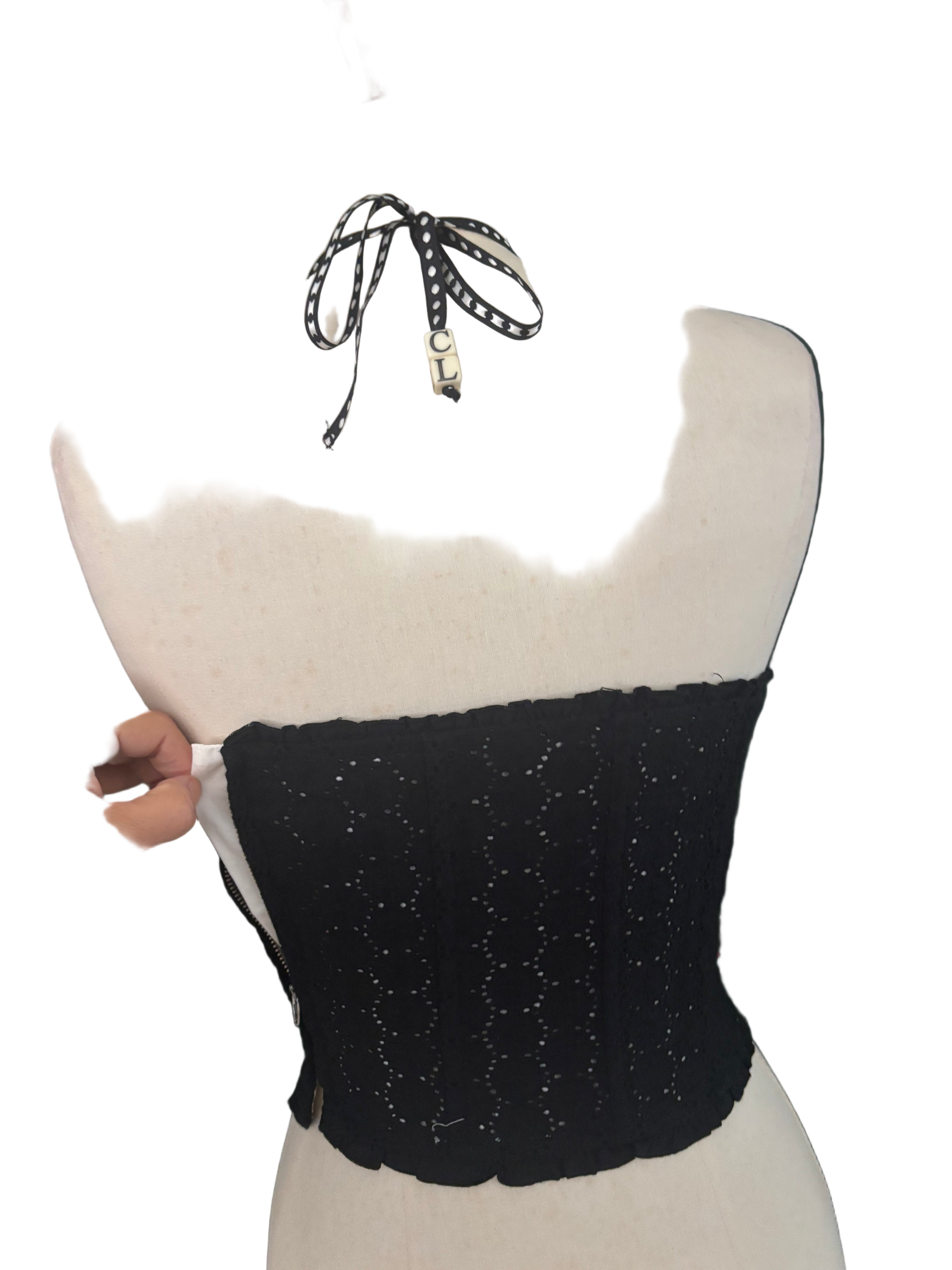 Christian Lacroix Vintage 90s Black Corset Top - Size FR 36/ EU 34