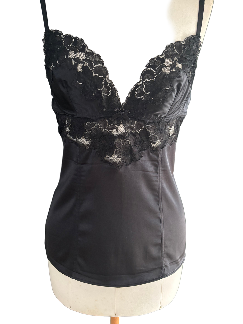 Dolce & Gabbana Black Silk Top with Lace Details – Size L (fits like M)