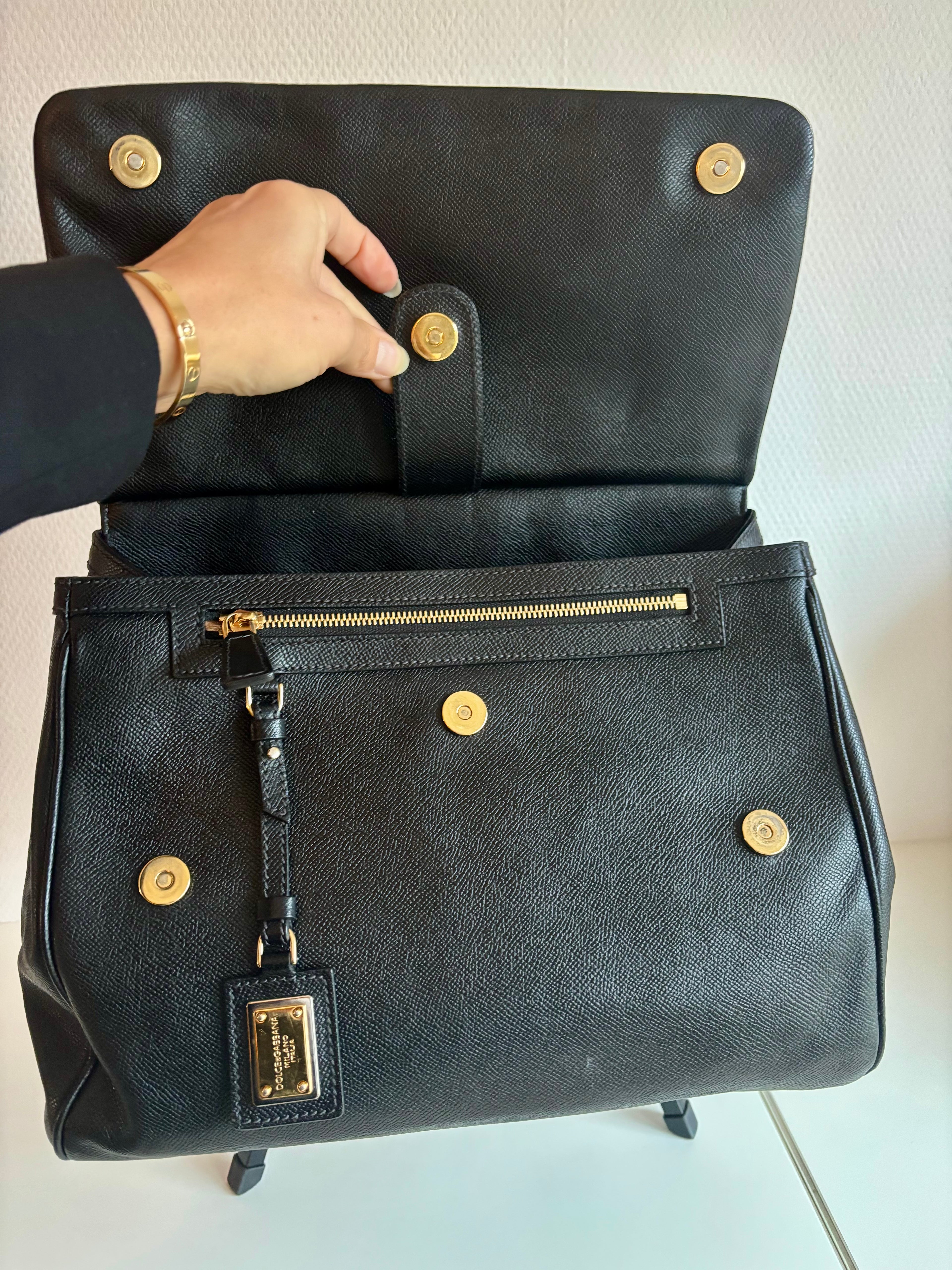 Dolce & Gabbana Vintage 90s Sicily Black Leather Handbag