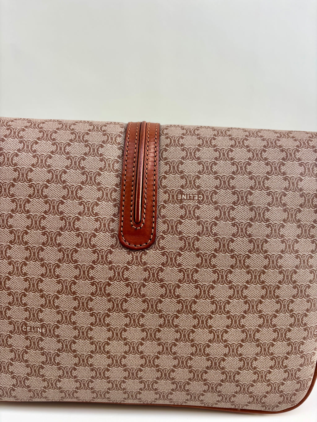 Celine Vintage 90s Macadam Crossbody Bag Beige Brown Canvas