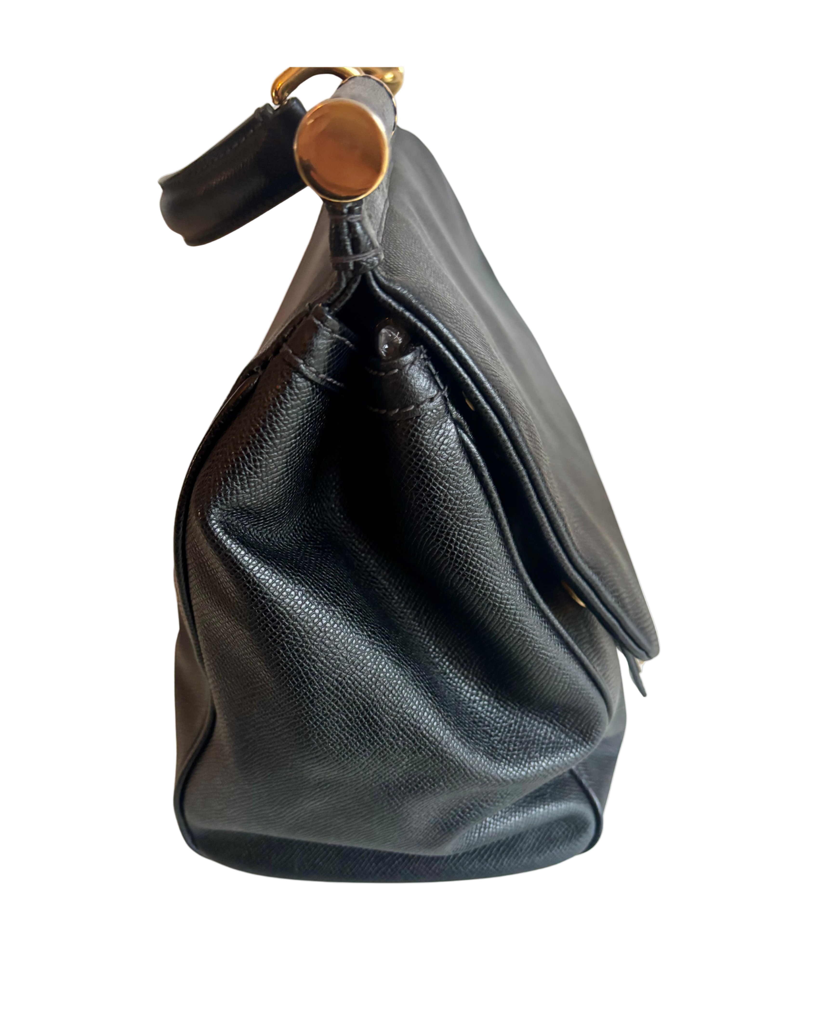 Dolce & Gabbana Vintage 90s Sicily Black Leather Handbag