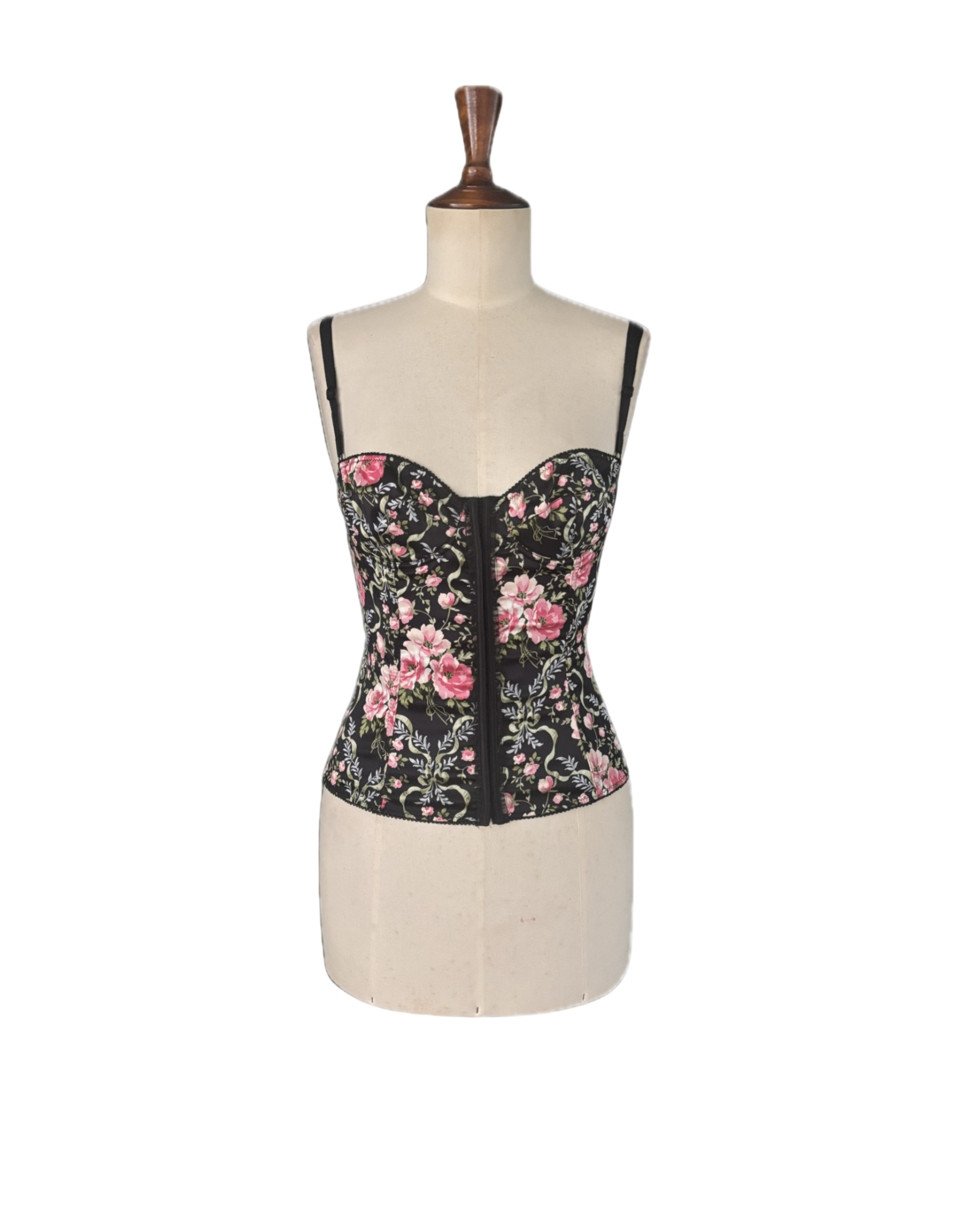 Dolce & Gabbana Vintage 90s Black Floral Corset - Size M