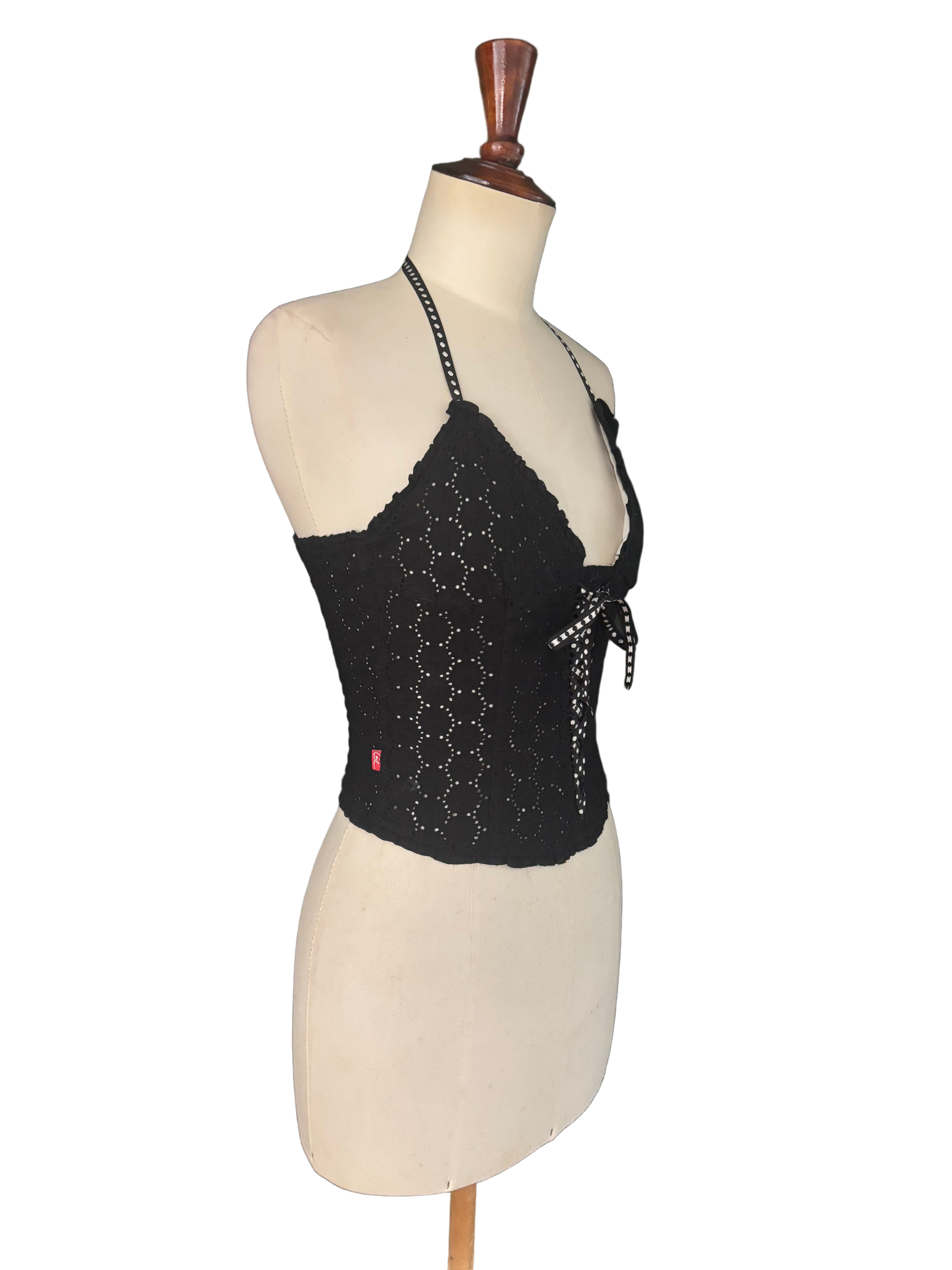 Christian Lacroix Vintage 90s Black Corset Top - Size FR 36/ EU 34