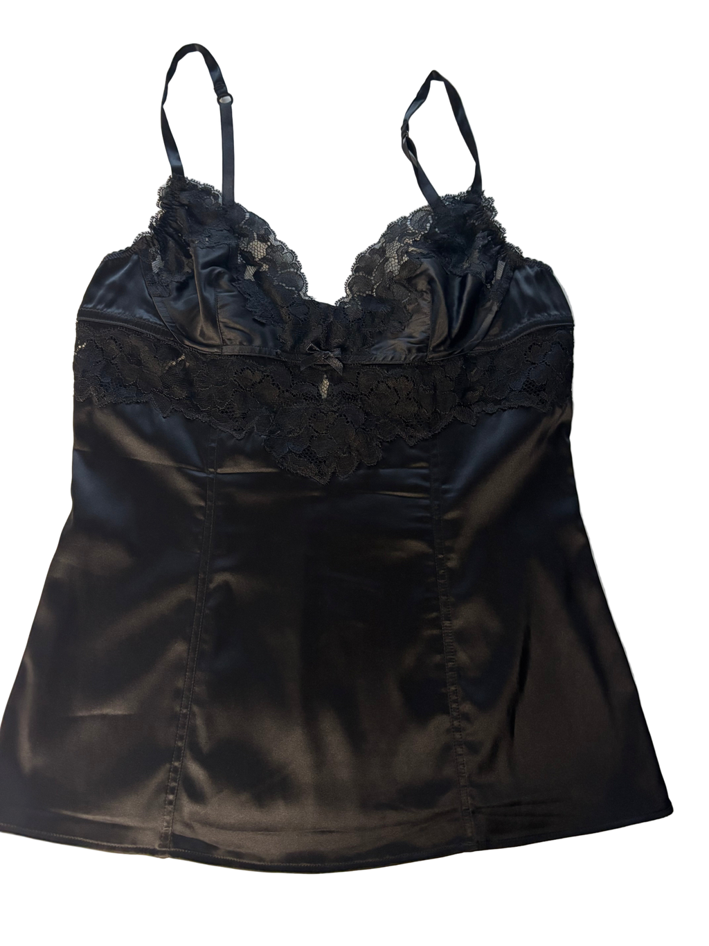 Dolce & Gabbana Black Silk Top with Lace Details – Size L (fits like M)