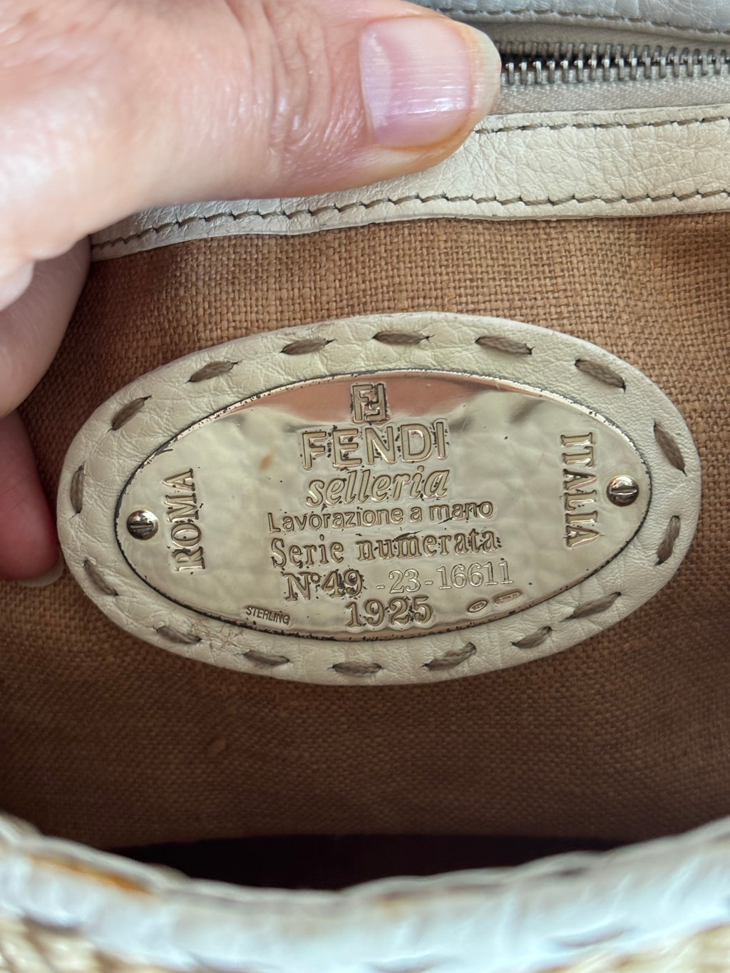 Fendi Selleria Raffia Vintage Beige   Handbag