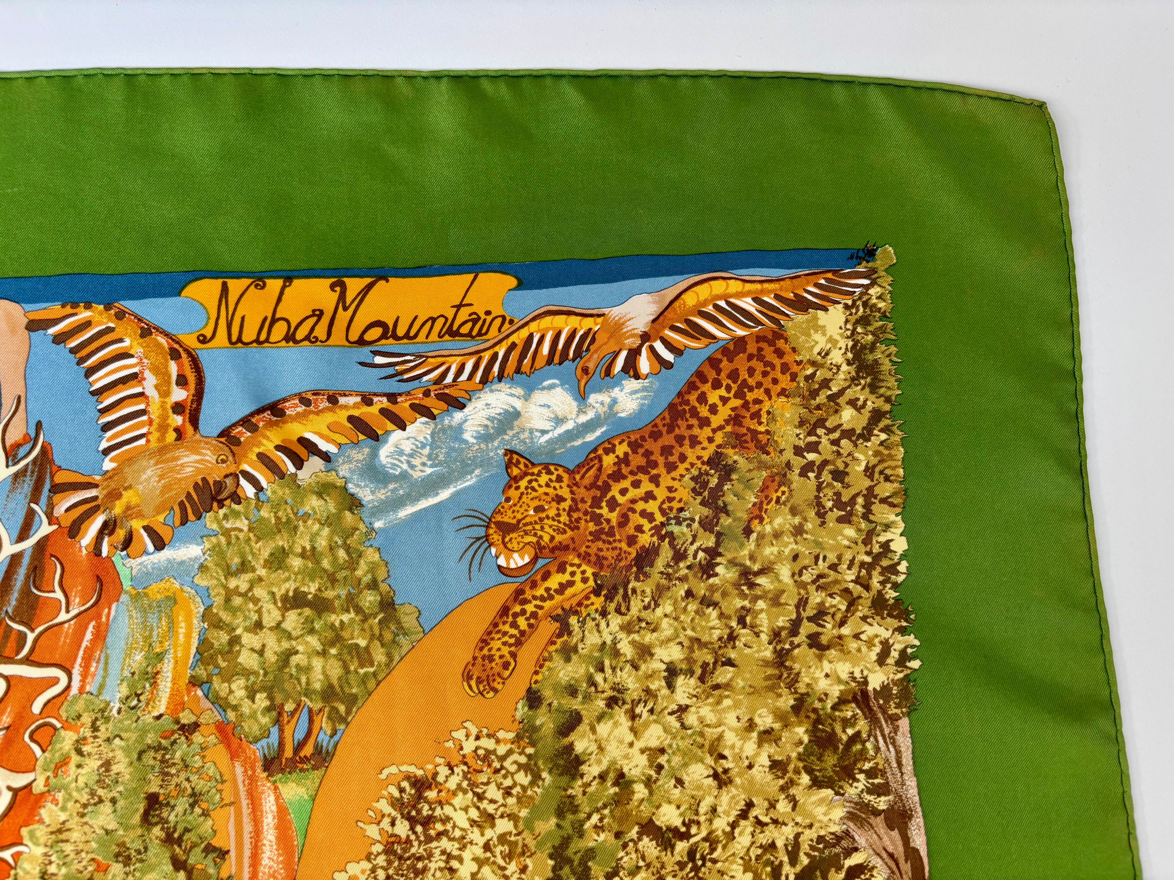 Hermès Vintage Silk Scarf 90×90 Wildlife Lion Design, Made in France
