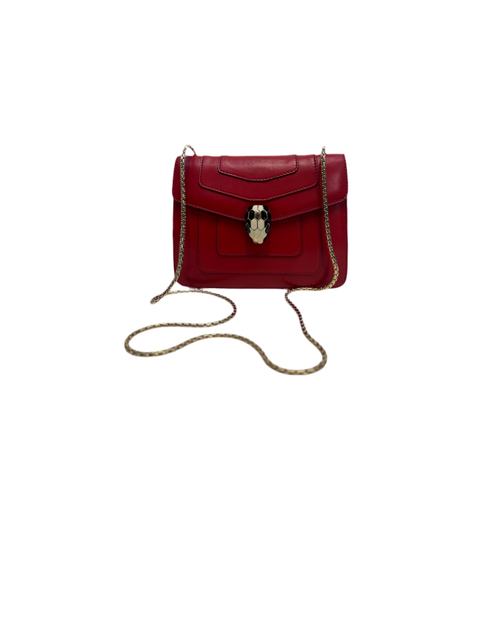 Bvlgari Serpenti Shoulder Bag Red Leather with Gold Strap