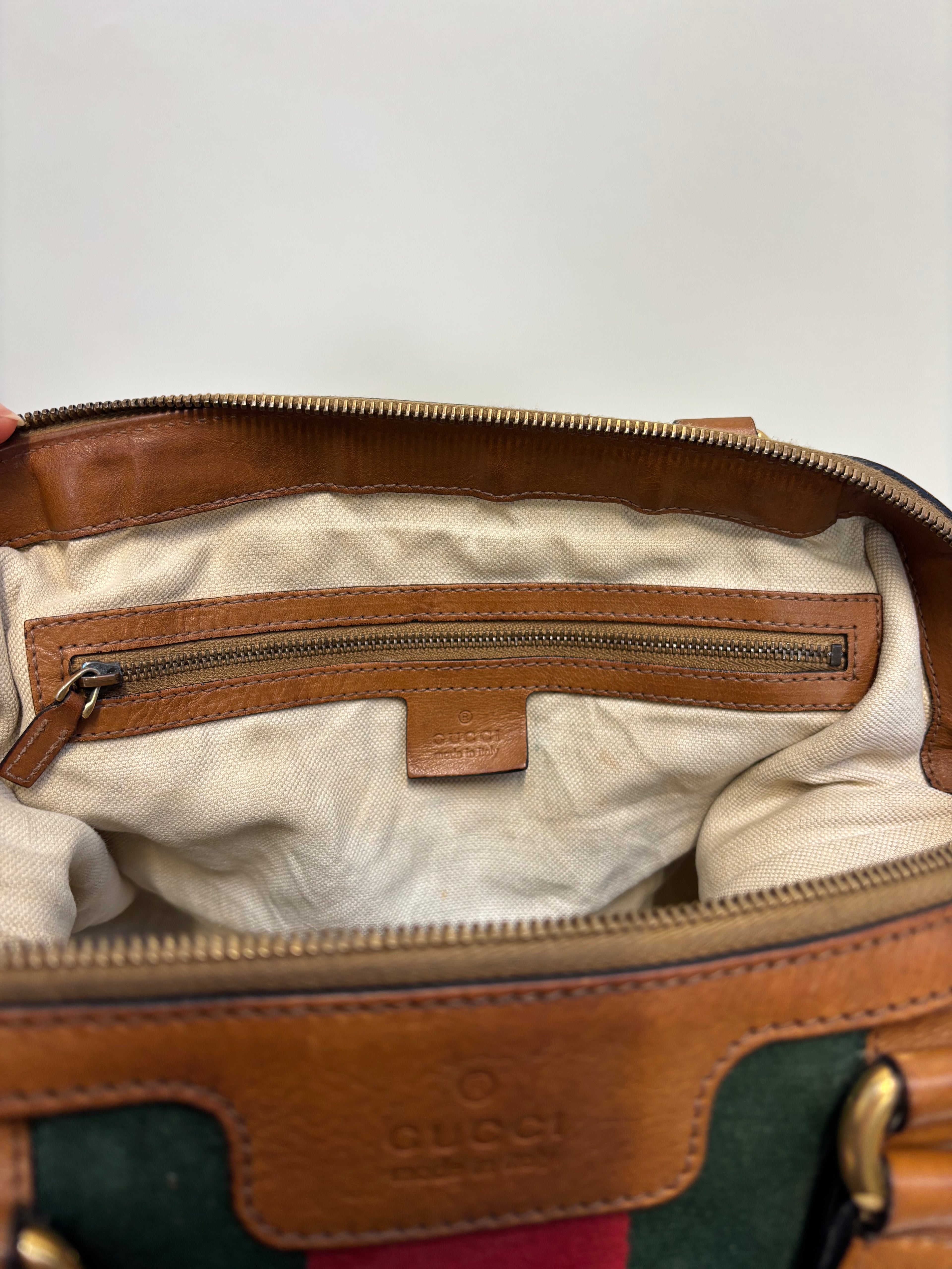 Gucci Sherry Line Handbag Brown Canvas