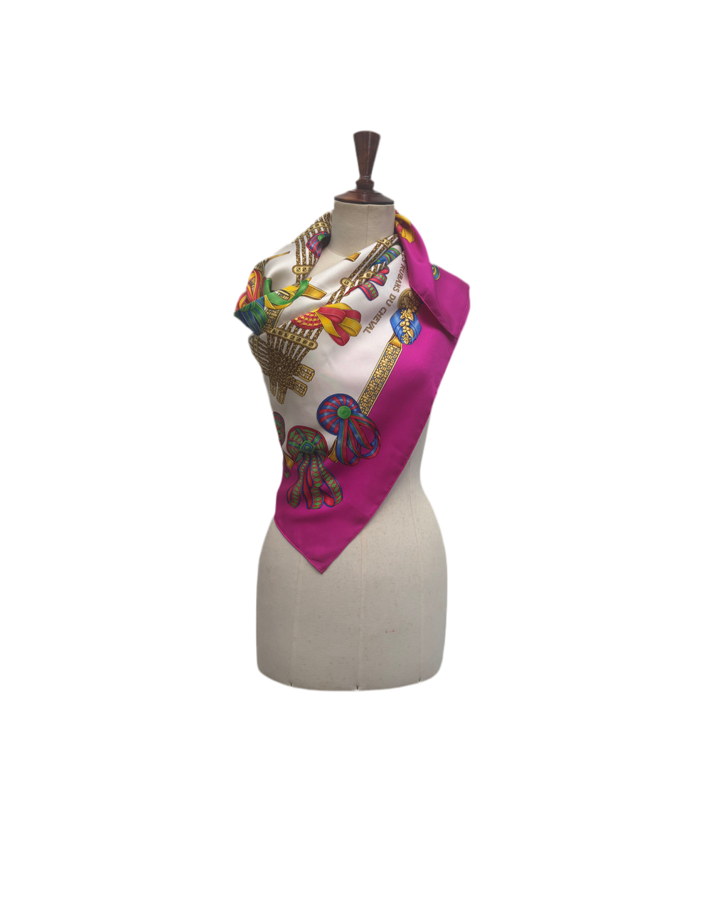 Hermès Vintage Silk Carré 90 Scarf Fuchsia Pink Multicolor Print