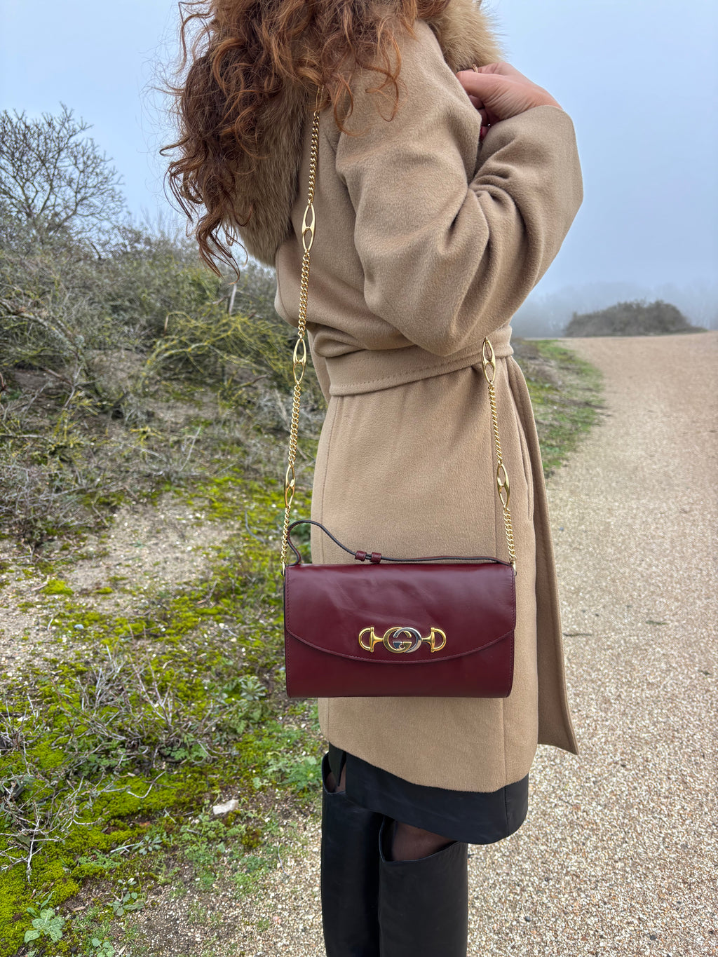 Gucci Vintage 90s Bordeaux Leather Shoulder Bag
