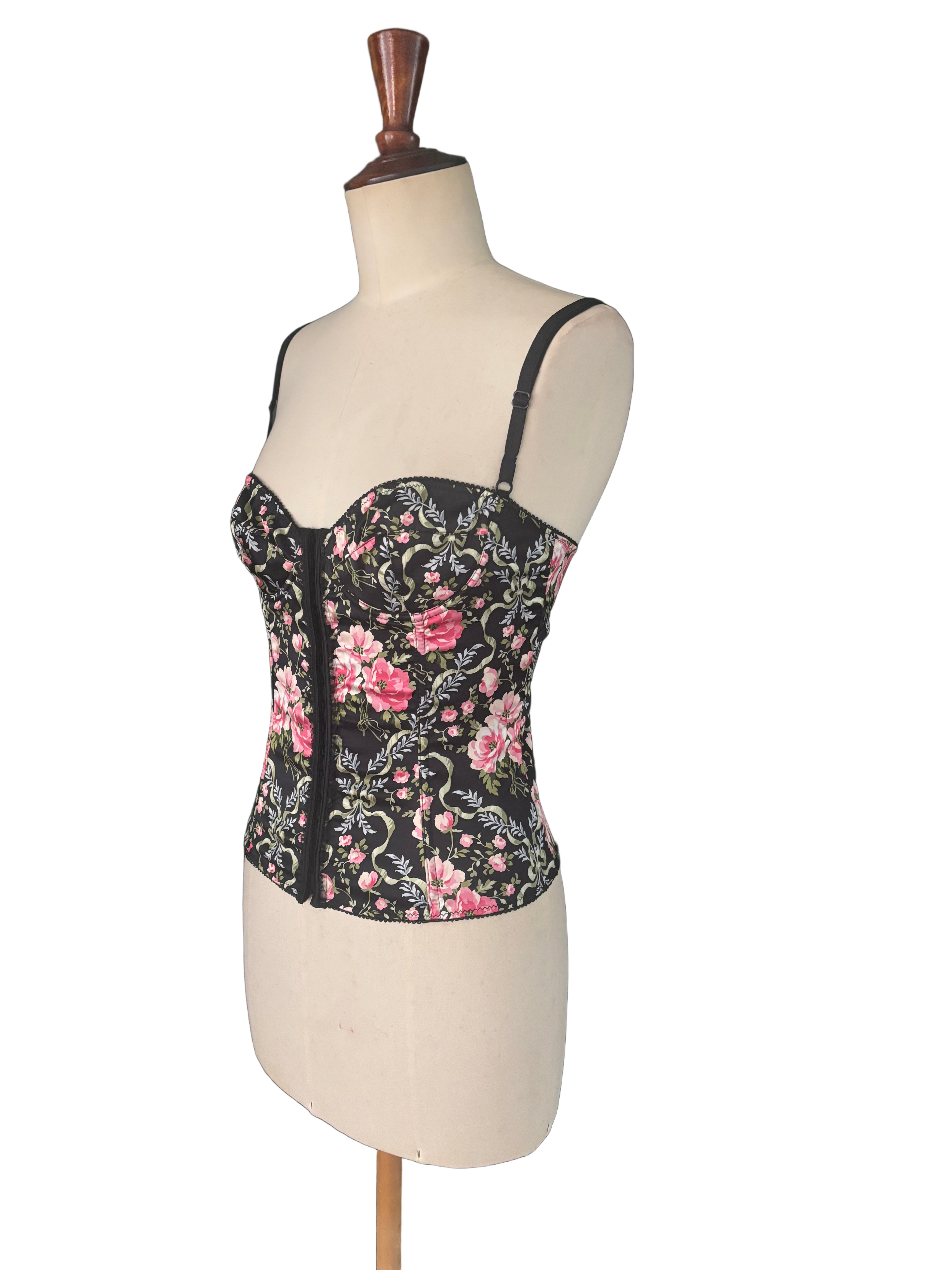 Dolce & Gabbana Vintage 90s Black Floral Corset - Size M