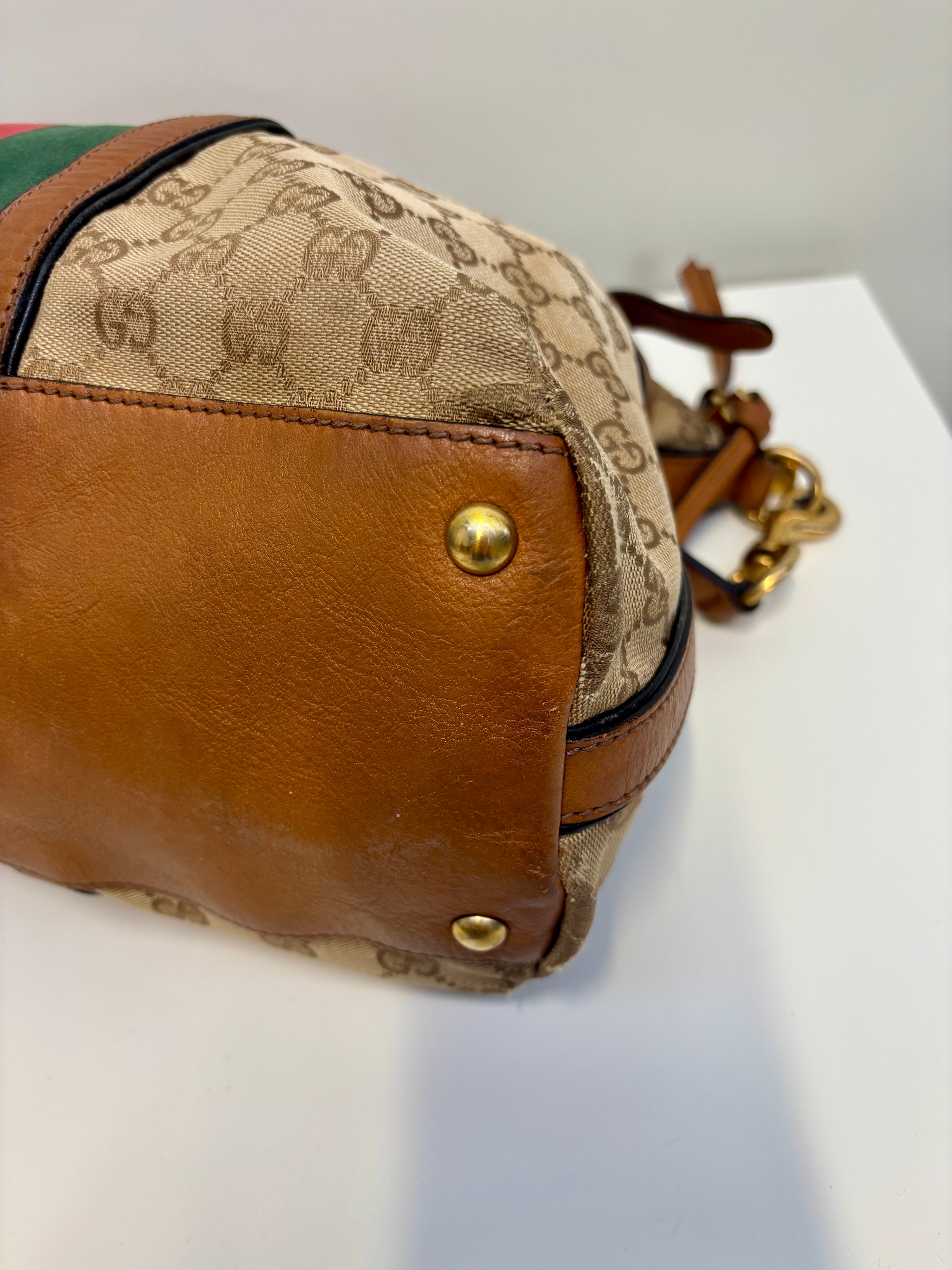 Gucci Sherry Line Handbag Brown Canvas