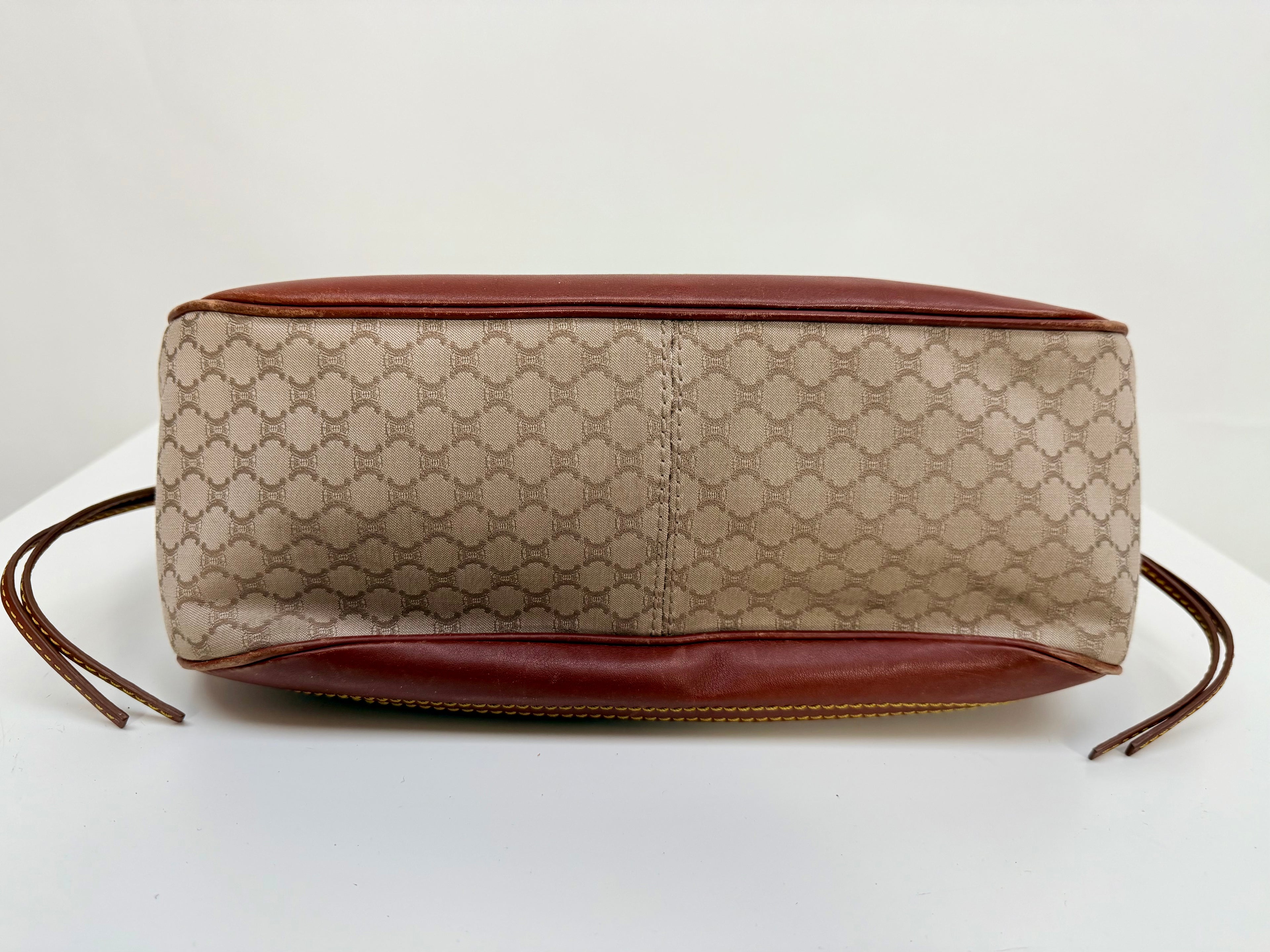 Céline Macadam Baguette Shoulder Bag Brown Canvas Leather Vintage 90s