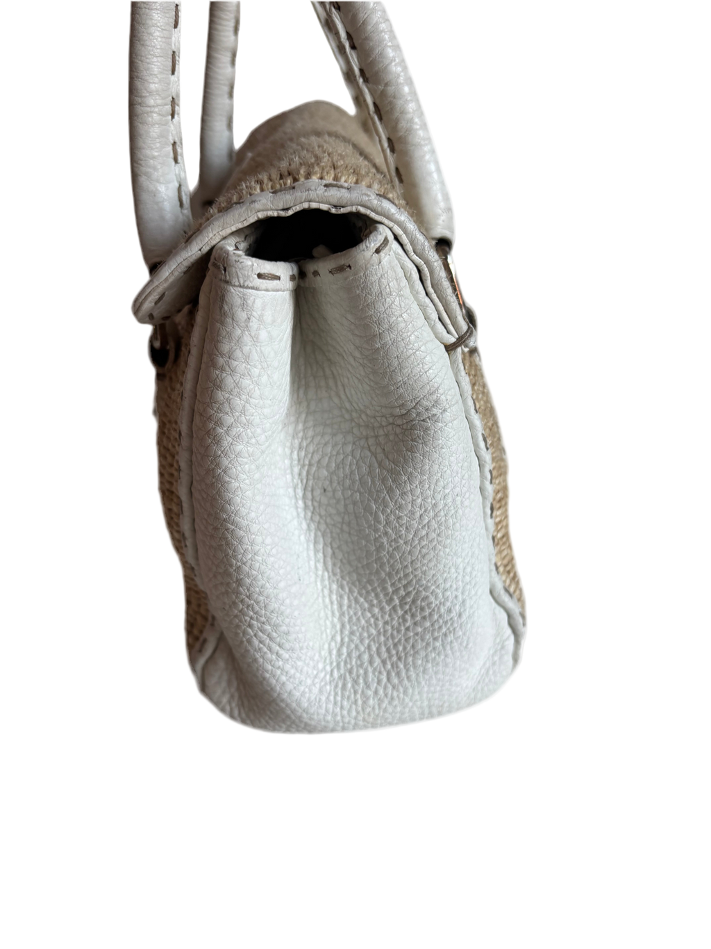 Fendi Selleria Raffia Vintage Beige   Handbag