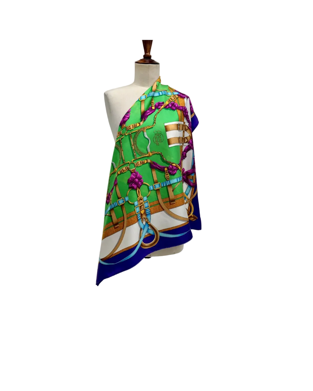 Hermès Grand Manège Silk Scarf 90x90 Purple Green Gold by Henri d’Origny
