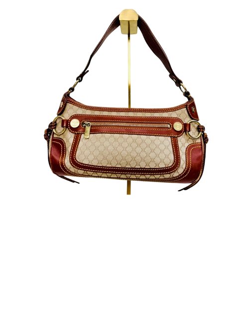 Céline Macadam Baguette Shoulder Bag Brown Canvas Leather Vintage 90s