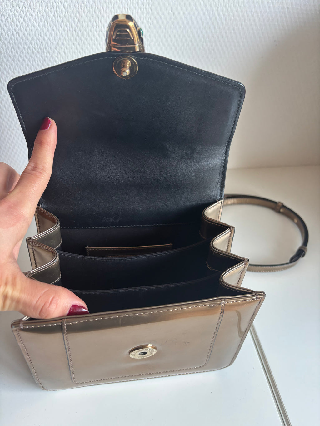 Bvlgari Serpenti Handbag Gold Leather